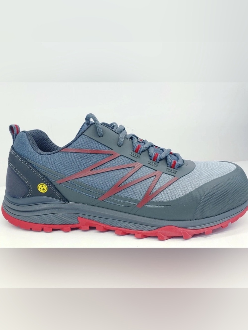 Skechers Puxal Mens Work Shoe Size 8 Gray/Red 200046 Memory Foam Comp Toe